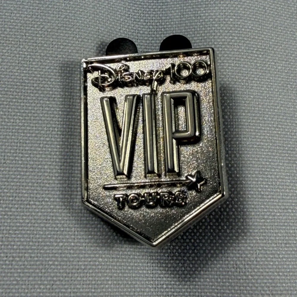 Disney 100‎ VIP Tours Pin Silver Tone Anniversary Shield Disney